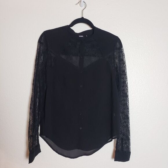 Tildon Black sheer blouse M - Picture 9 of 9